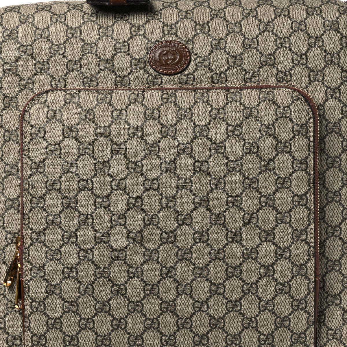 GG Supreme Monogram Azalea Calfskin Retro Interlocking G Small Savoy Cabin Trolley Beige Ebony Brown Sugar