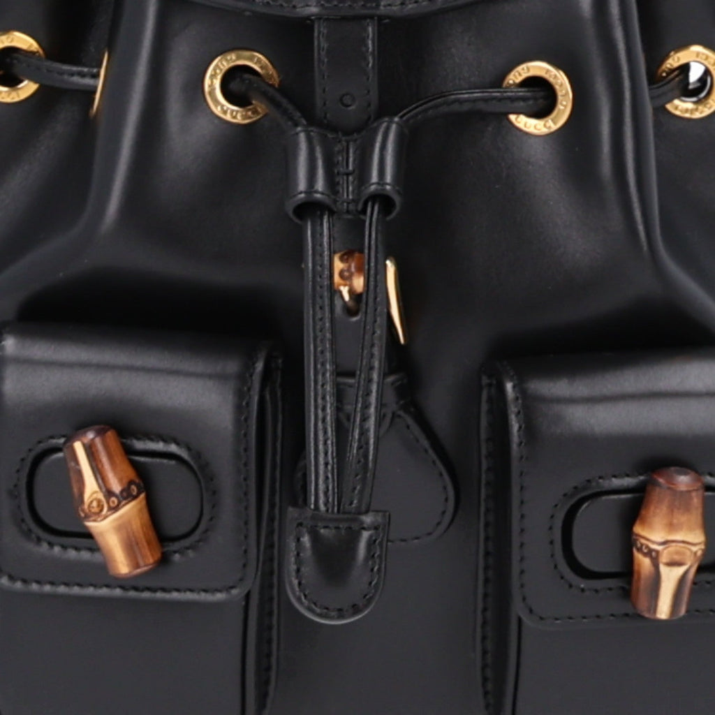 Calfskin Bamboo Backpack Black