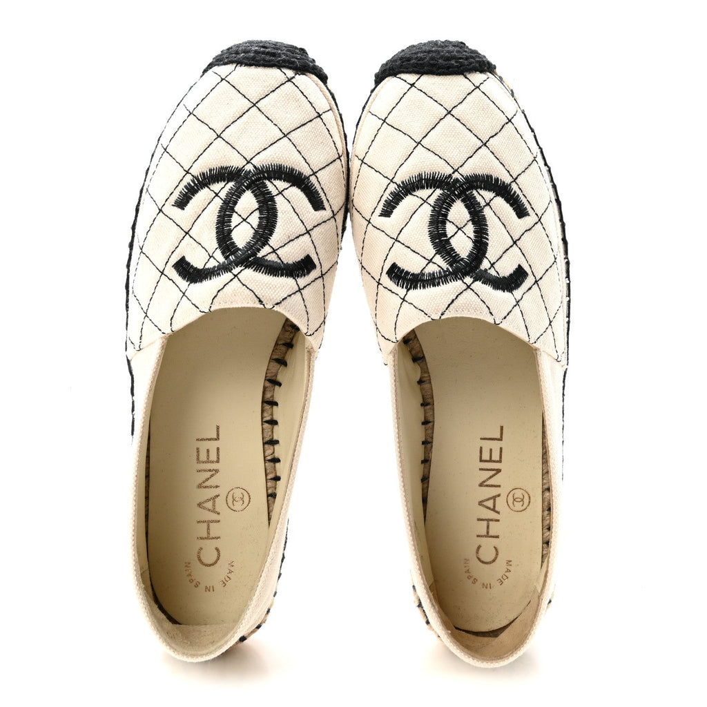 Fabric Biarritz CC Espadrilles 36 Beige Black