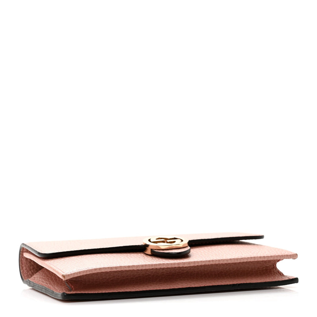 Dollar Calfskin Interlocking G Chain Wallet Soft Pink
