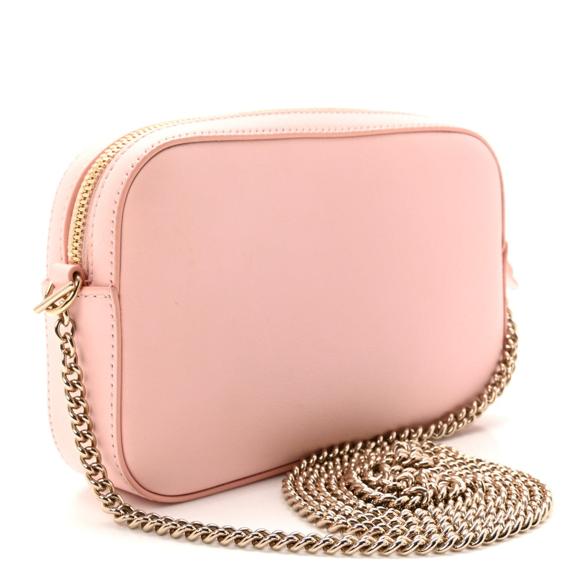 Dollar Calfskin Enamel Super Mini GG Marmont Chain Shoulder Bag Light Pink Blue