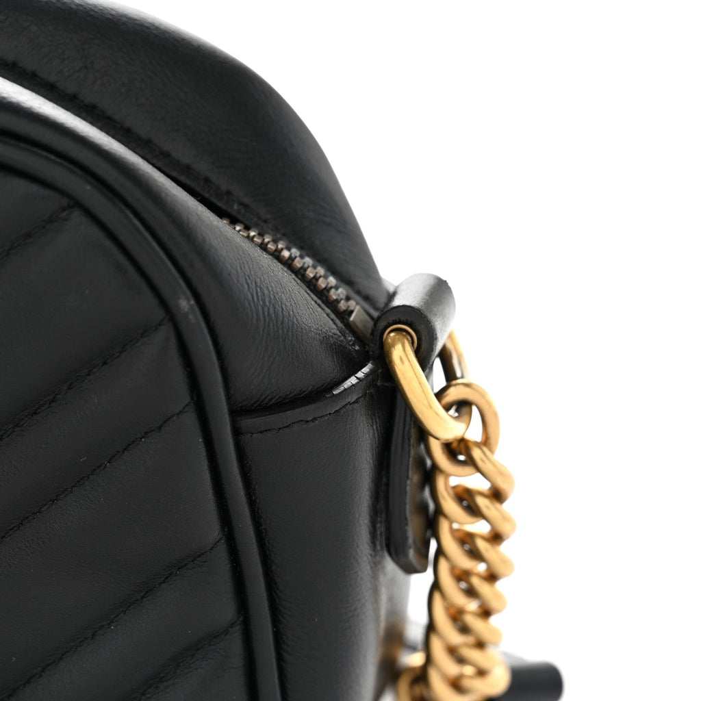 Calfskin Matelasse Small GG Marmont Chain Shoulder Bag Black