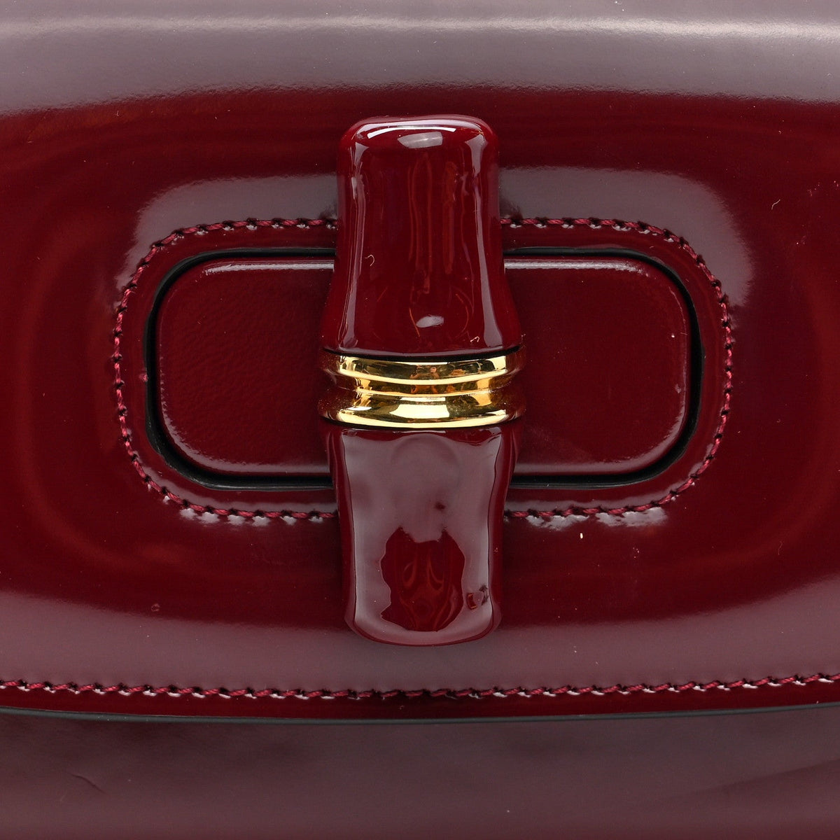 Shiny Polished Calfskin Medium Bamboo Diva Rosso Ancora Red