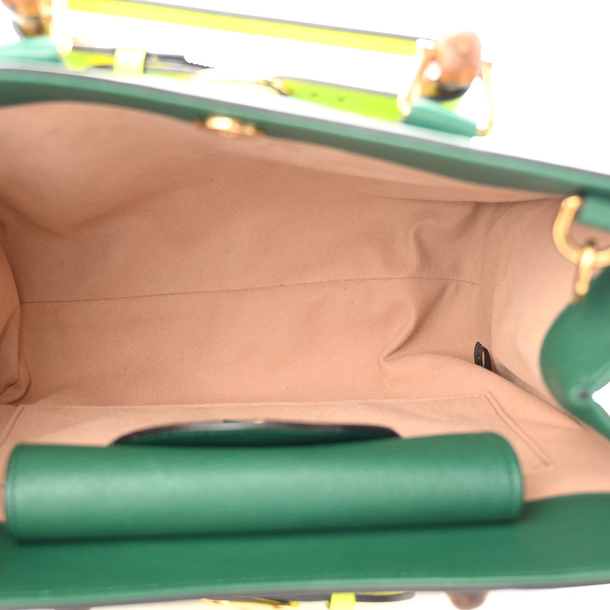 Wonka Grain Calfskin Small Diana Tote Bag Green Yellow Fluo