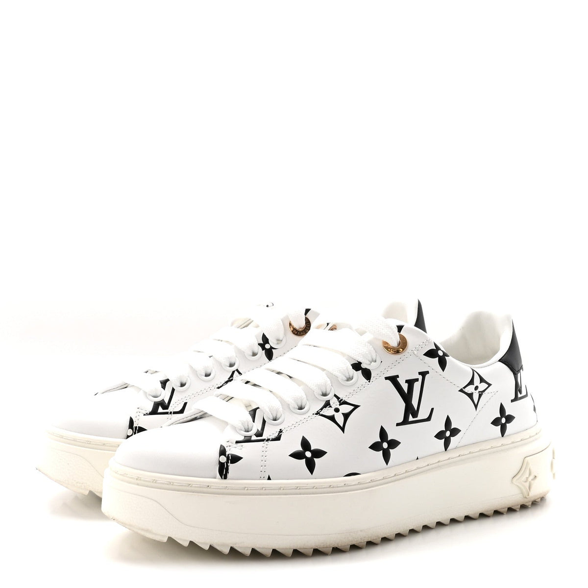 Calfskin Monogram Debossed Time Out Sneakers 35 Black
