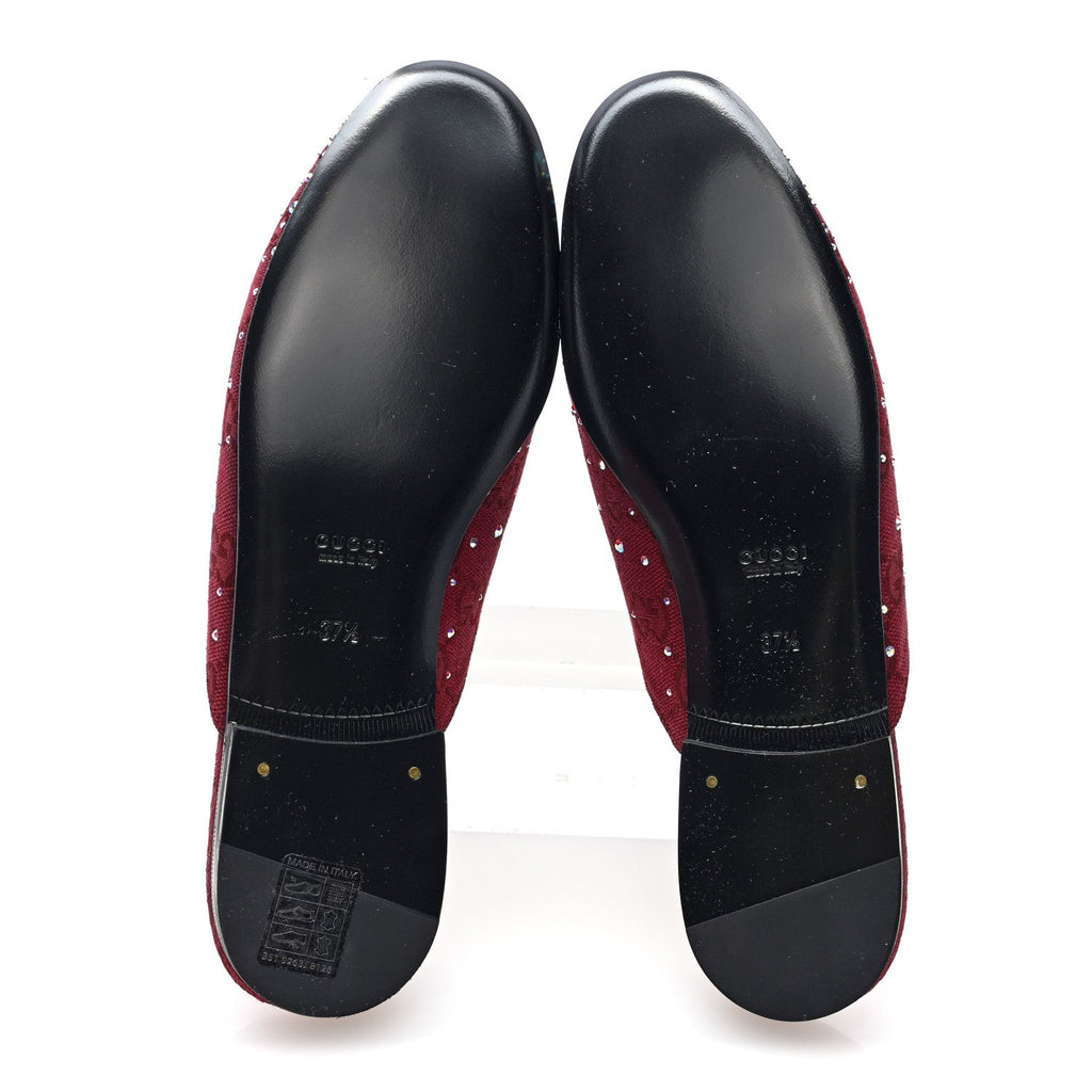 Crystal Canvas GG Monogram Nappa Womens Princetown Slippers 37.5 Rosso Ancora