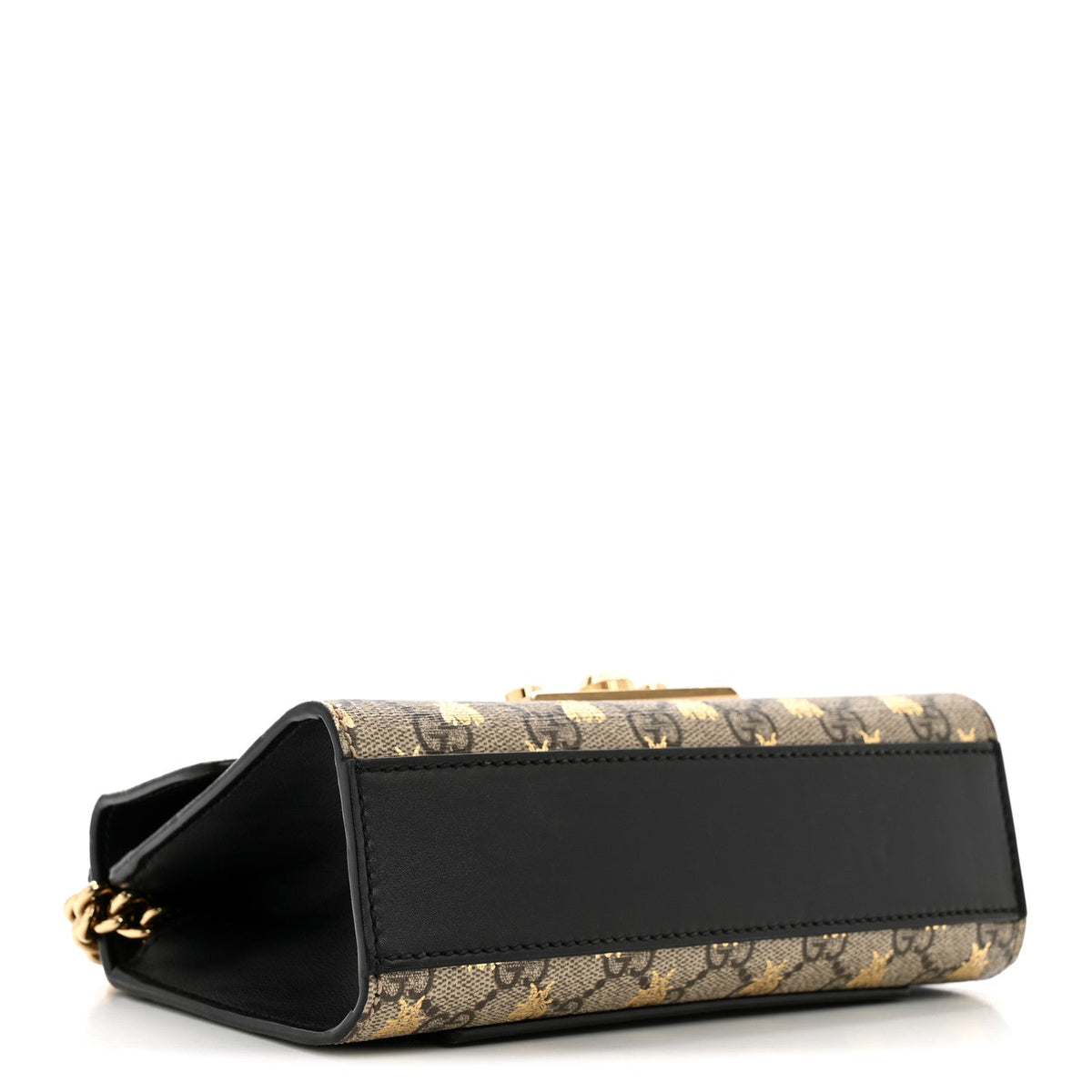GG Supreme Monogram Bees Small Padlock Shoulder Bag Black