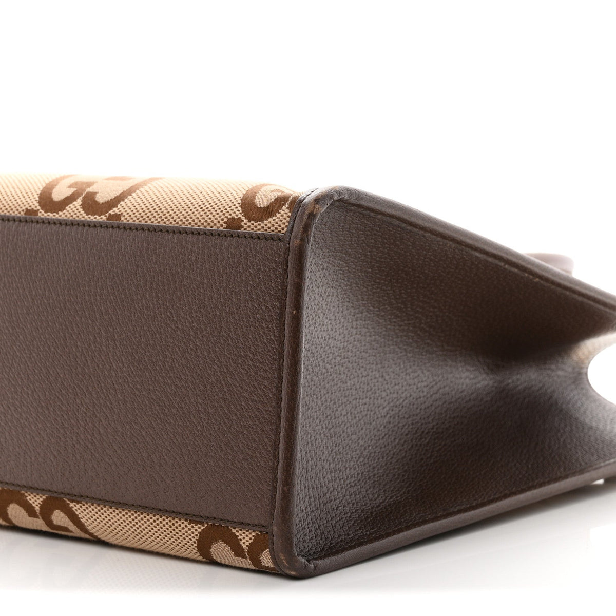 Monogram Jumbo GG Textured Dollar Calfskin Web Tote Bag Camel Ebony New Acero