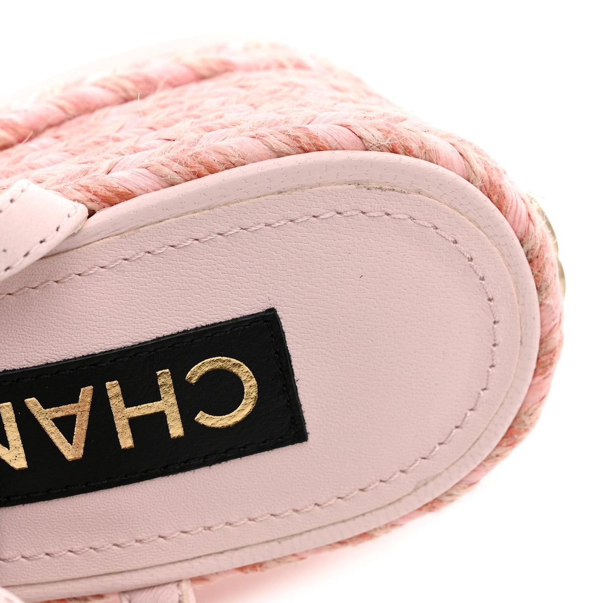 Lambskin Grosgrain CC Espadrilles Wedges 38 Pink Black