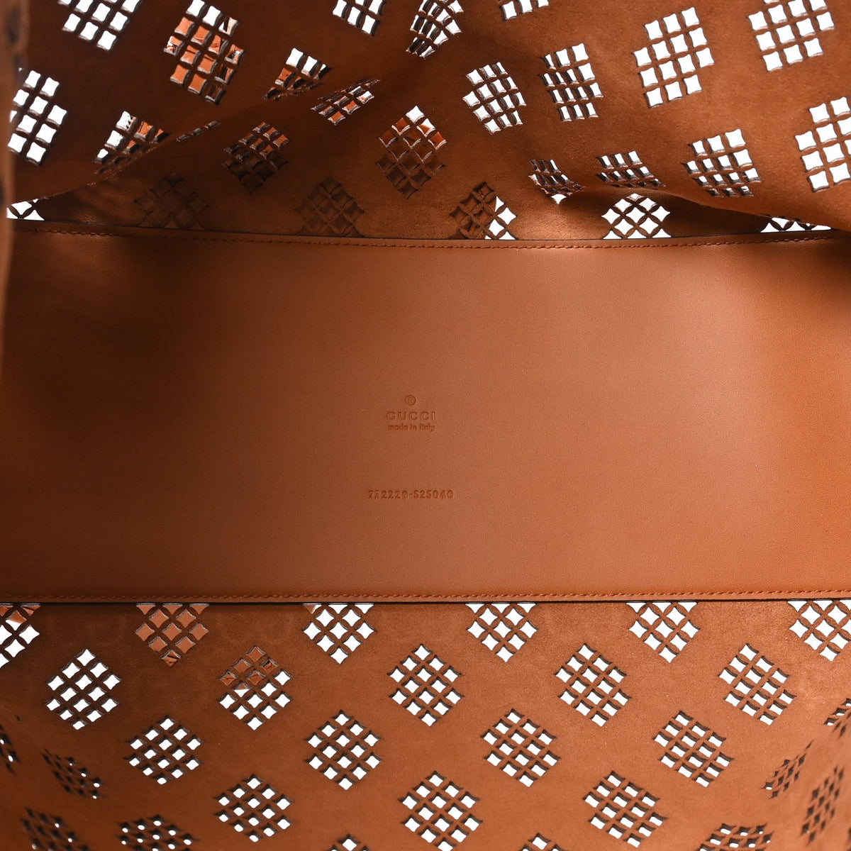 Calfskin GG Monogram Diamond Cut Medium Ophidia Tote Bag Brown