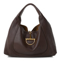 Grained Calfskin Softbit Maxi Shoulder Bag Dark Brown