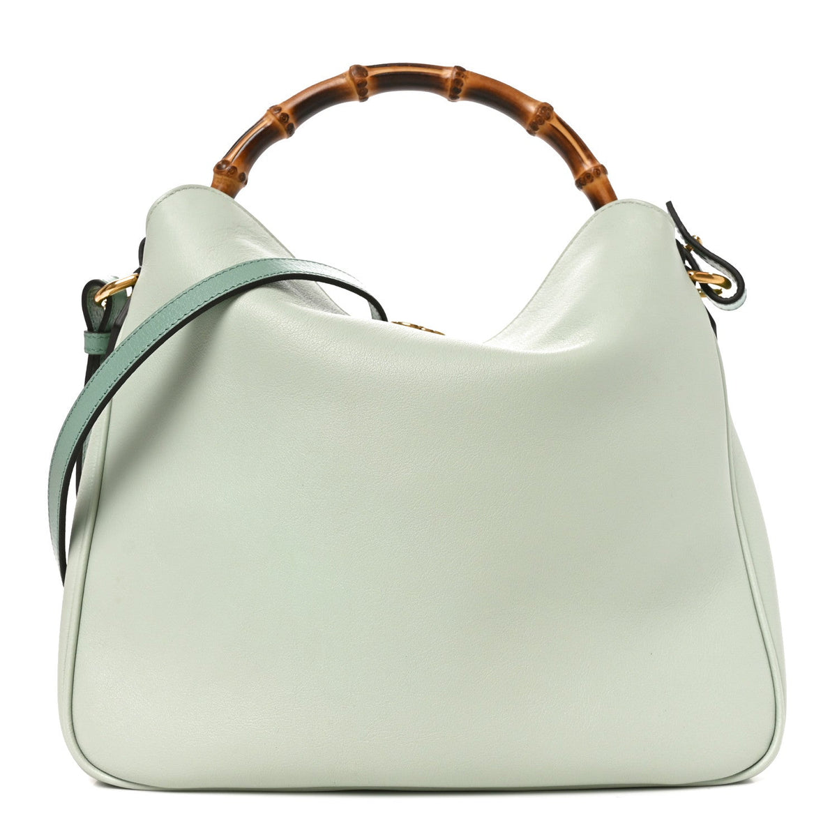 Softy Wonka Textured Dollar Calfskin Medium Diana Shoulder Bag Salvy Green