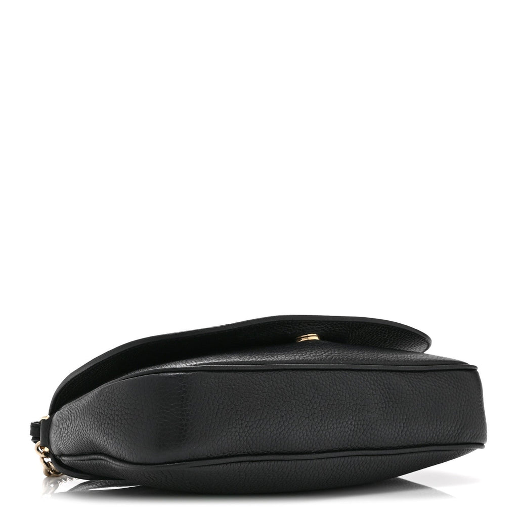 Pebbled Calfskin Medium Soho Flap Crossbody Black