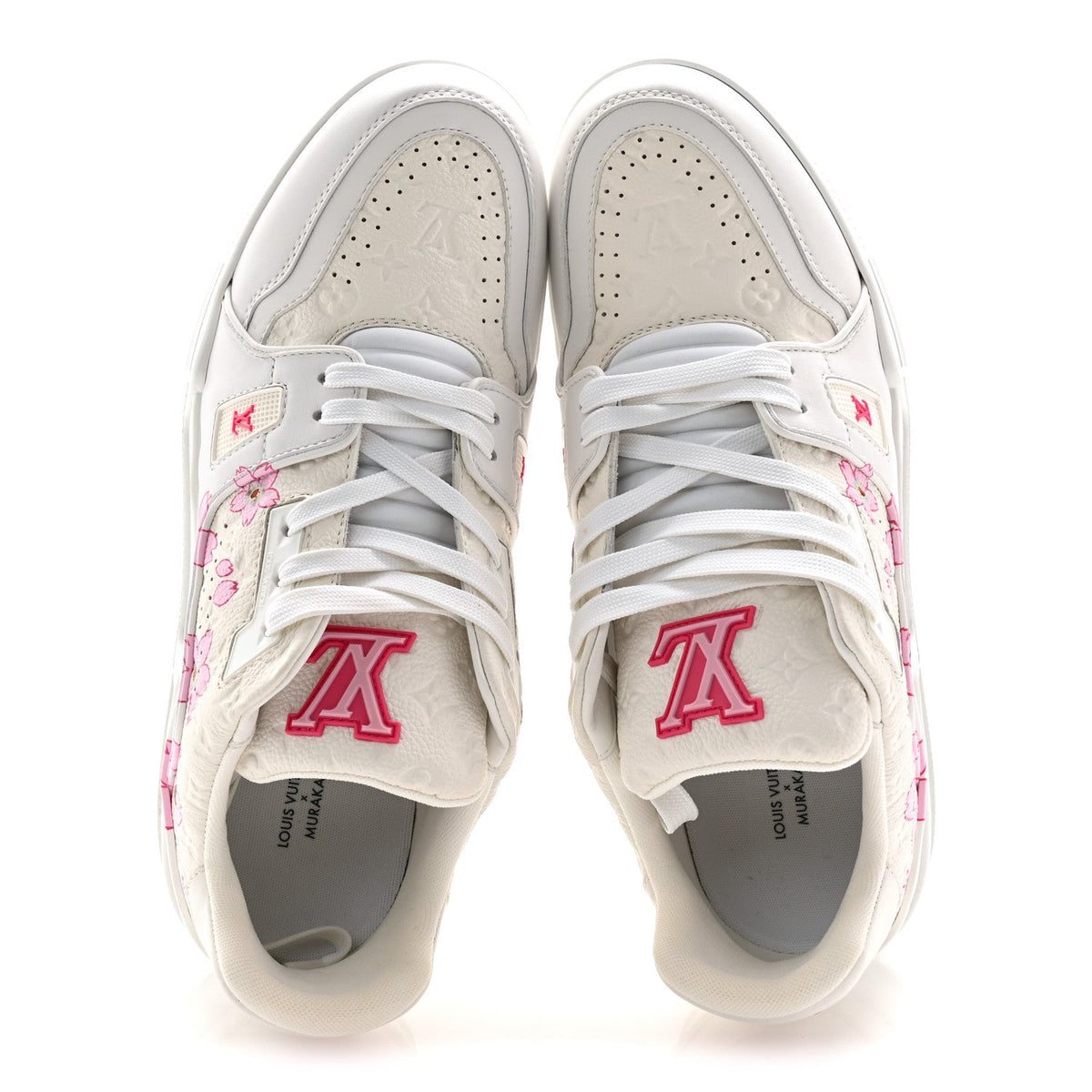 LV X TM Embossed Monogram Cherry Blossom LV Trainer Sneakers 41 White