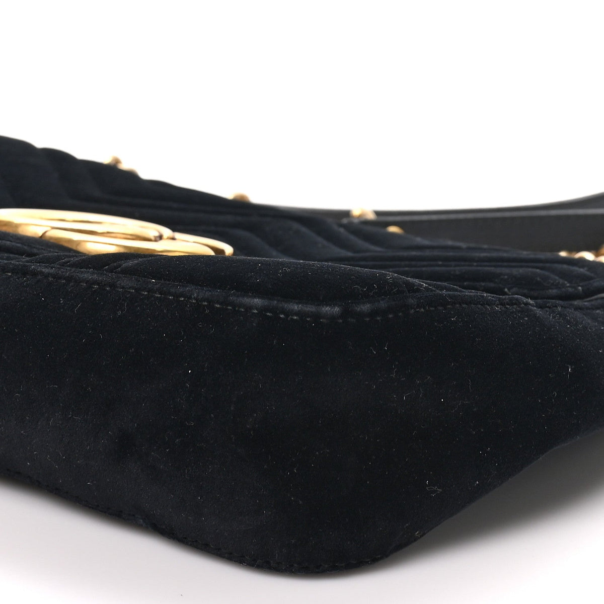 Velvet Matelasse Medium GG Marmont Shoulder Bag Black