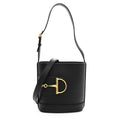 Arabella Calfskin Horsebit 73 Medium Bucket Bag Black