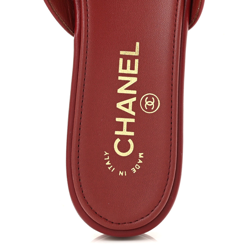 Lambskin CC Thong Sandals 39 Burgundy