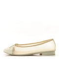 Mesh Grosgrain Cap Toe Ballerina Flats 38 Ivory