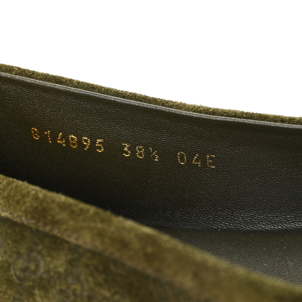 Suede Micro GG Horsebit Womens Kensington Moccasin Loafers 38.5 Green