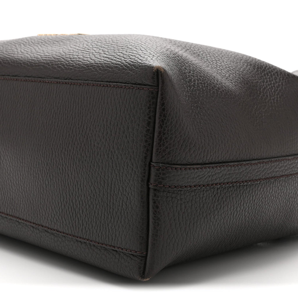 Calfskin Medium Braided Handle Gifford Tote Dark Brown