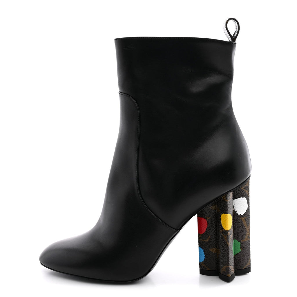 LV X YK Calfskin Monogram Silhouette Ankle Boots 37.5 Black