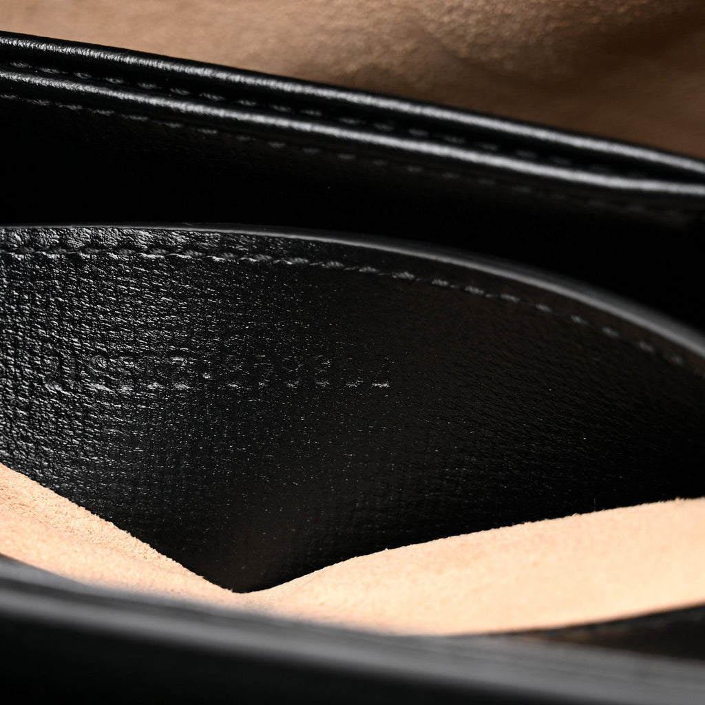 Glazed Textured Calfskin Mini Horsebit 1955 Top Handle Flap Bag Black