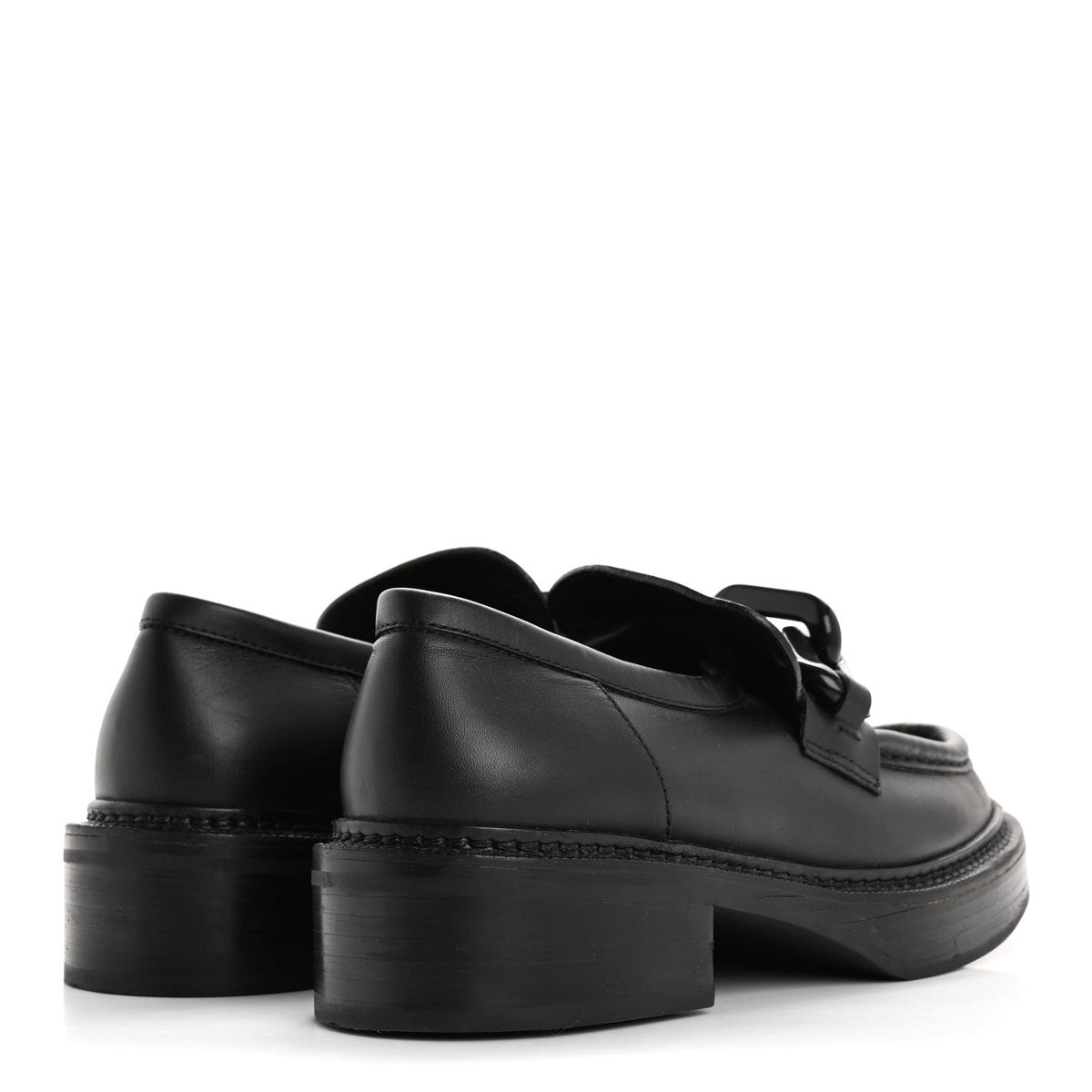 Calfskin Oversized Chain Academy Loafers 37.5 Black