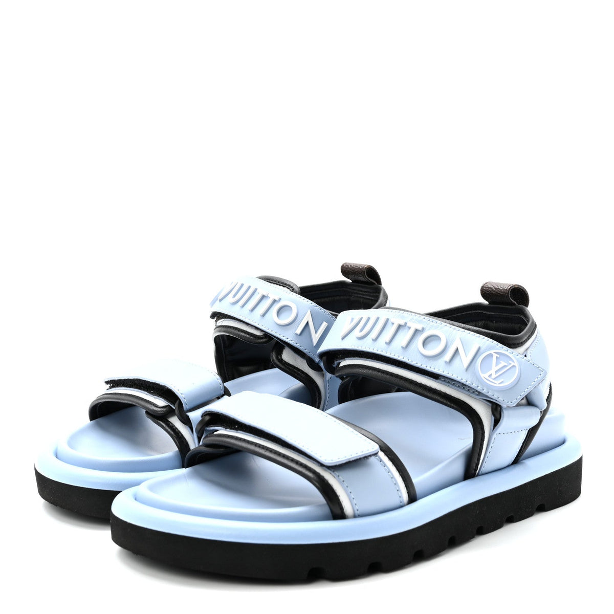 Calfskin Pool Pillow Flat Comfort Sandals 36 Blue