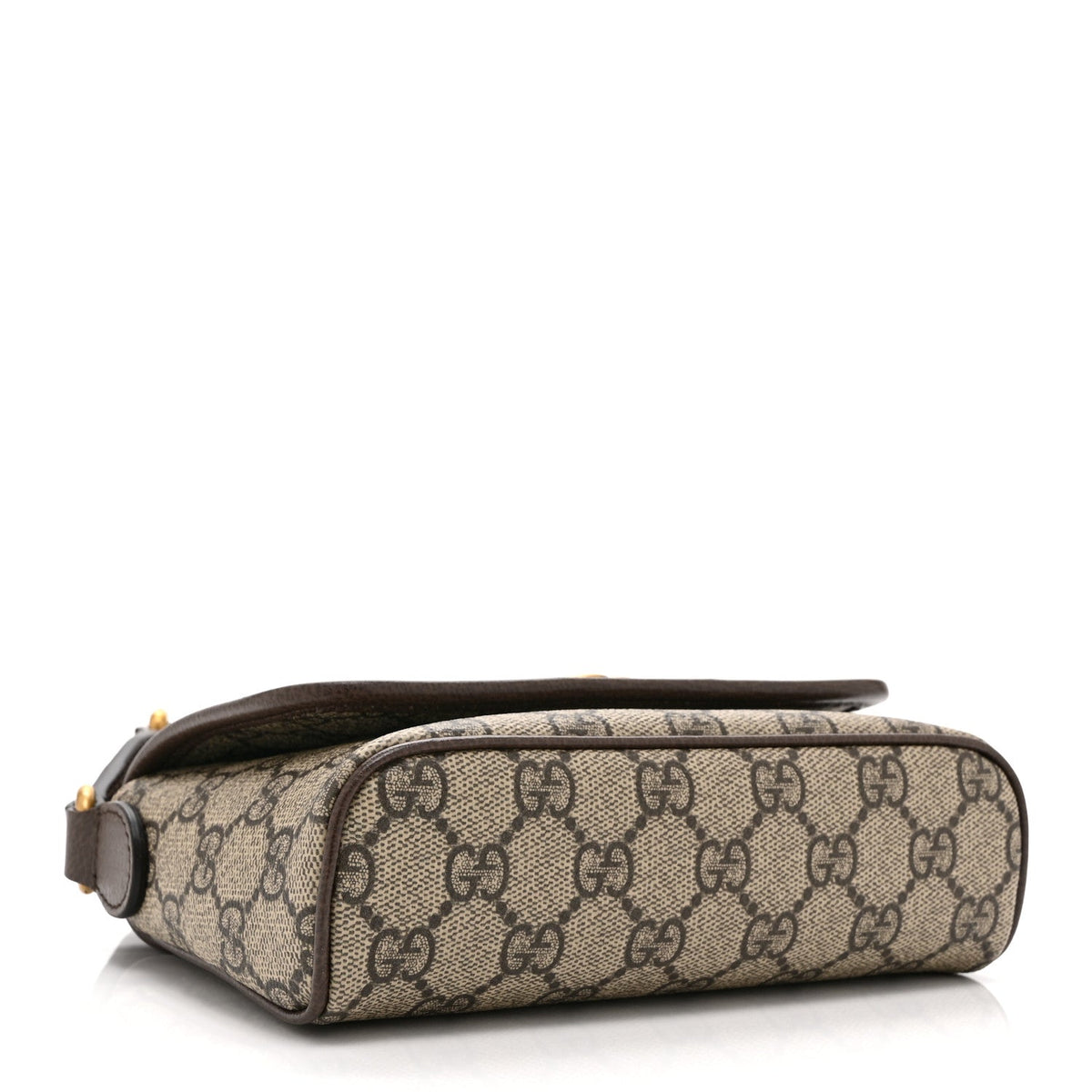 GG Supreme Monogram Textured Dollar Calfskin Web Mini Ophidia Shoulder Bag Beige Ebony New Acero