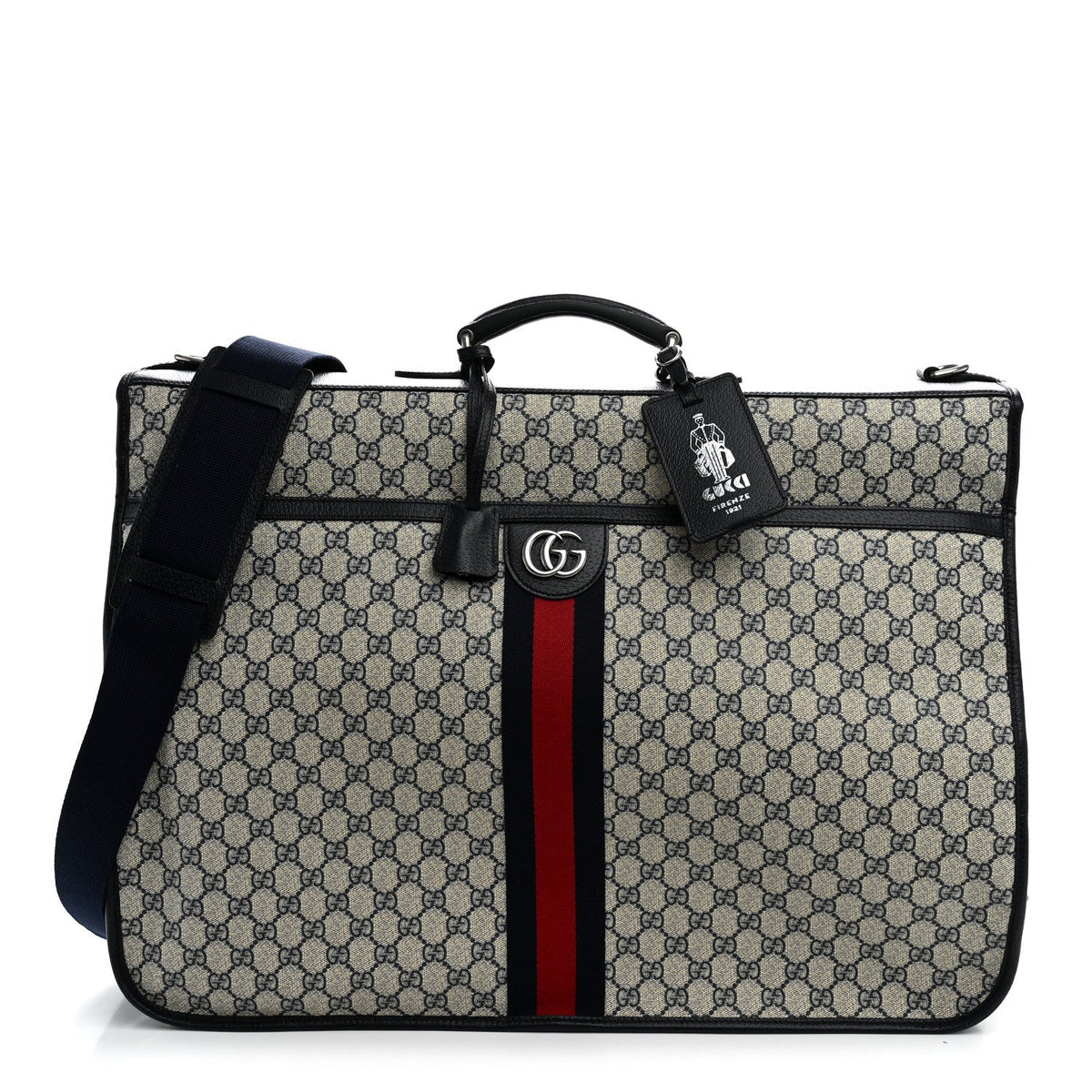 GG Supreme Monogram Web Savoy Garment Bag Beige Blue