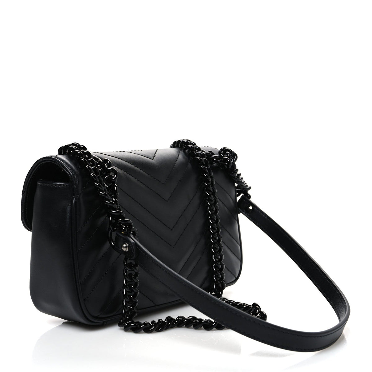 Calfskin Matelasse Monochrome Mini GG Marmont Shoulder Bag Black