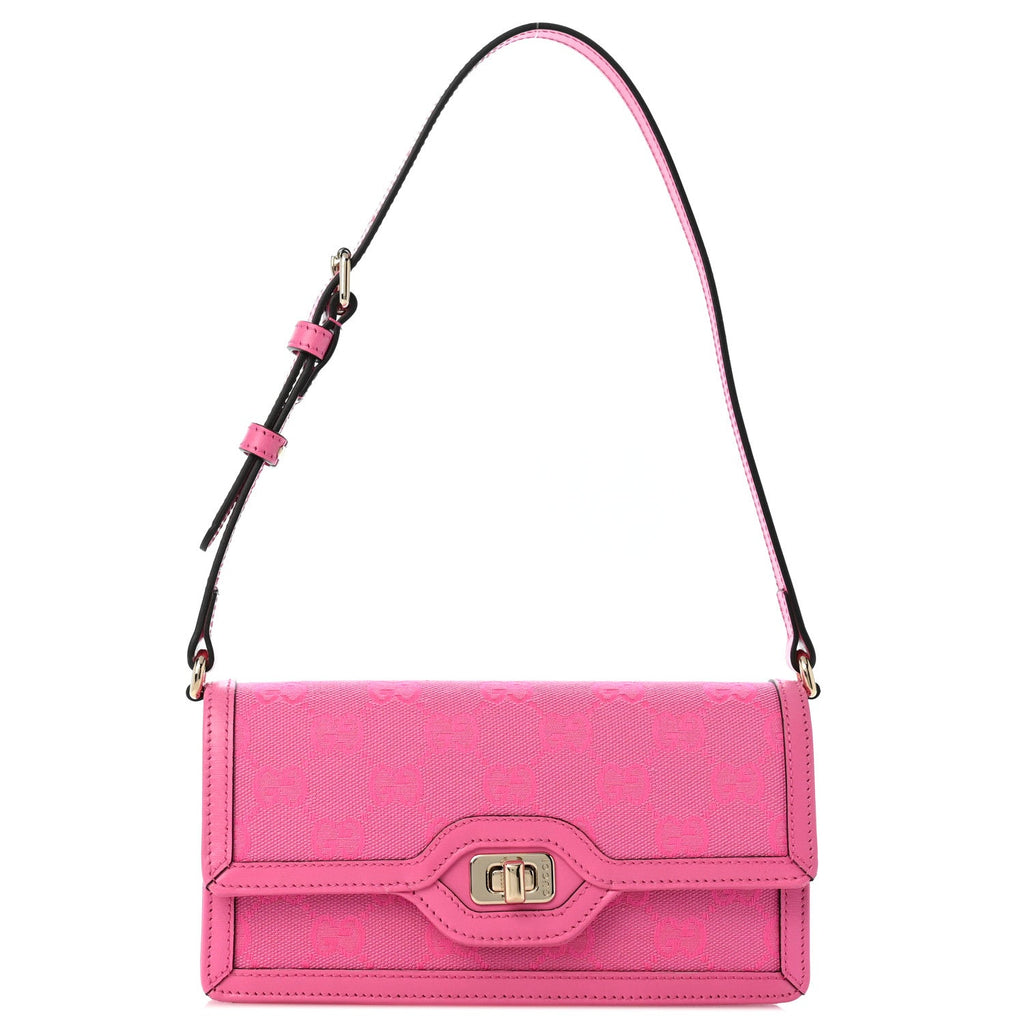 GG Monogram Scratch Lux Calfskin Mini Luce Shoulder Bag Rose Dark Blossom