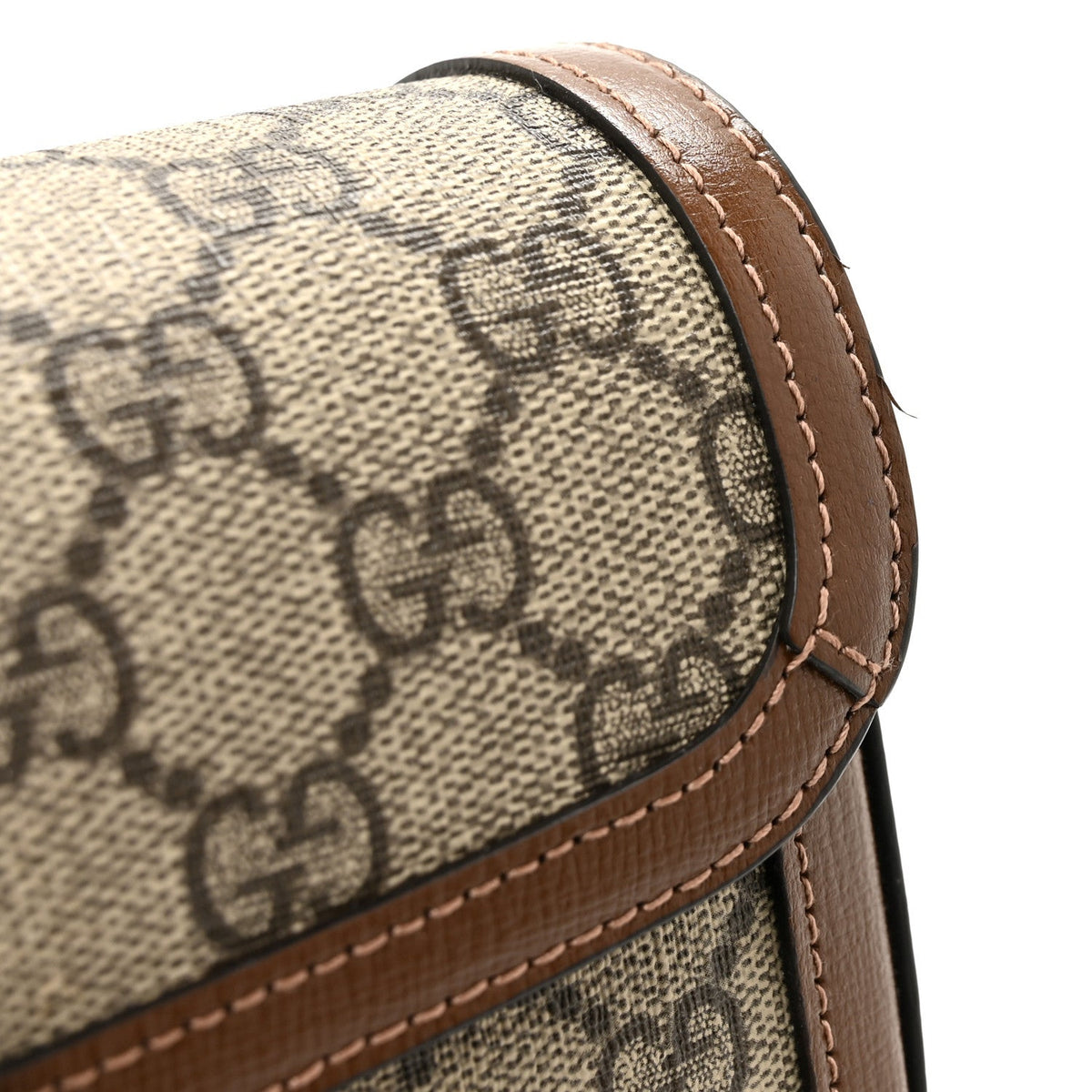 GG Supreme Monogram Small Horsebit 1955 Chain Shoulder Bag Beige Ebony Brown Sugar