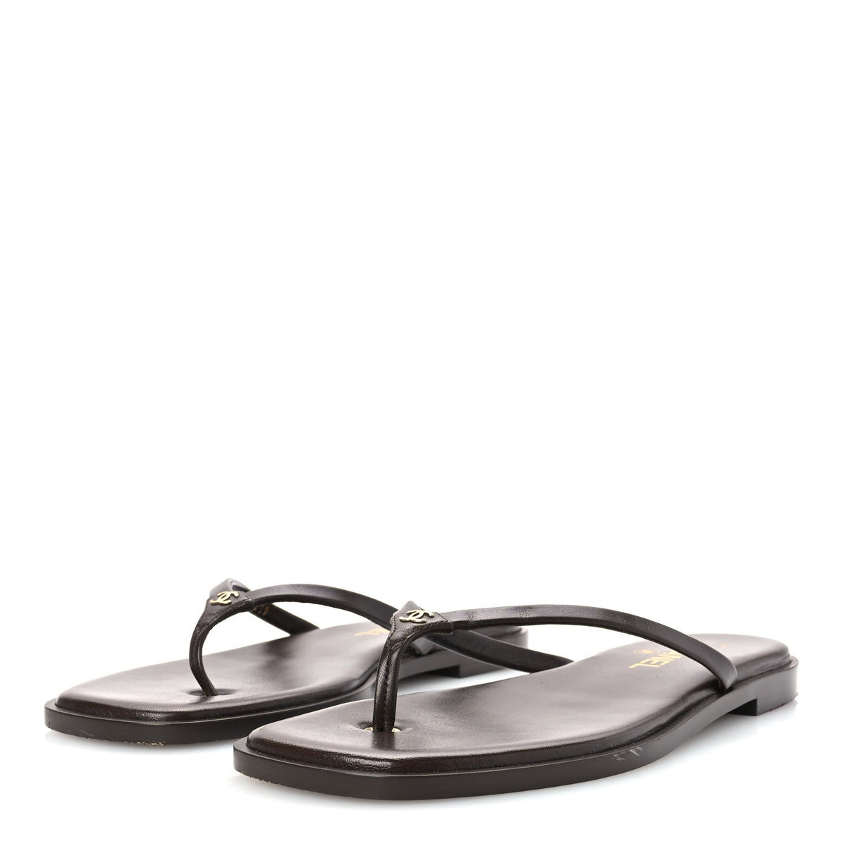 Goatskin CC Times Square Thong Sandals 39 Brown