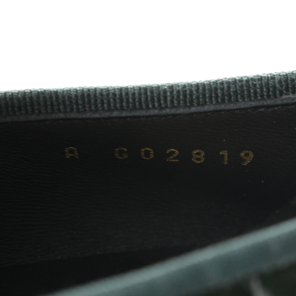 Crocodile Embossed Patent Calfskin Ballet Flats 35.5 Dark Green Black