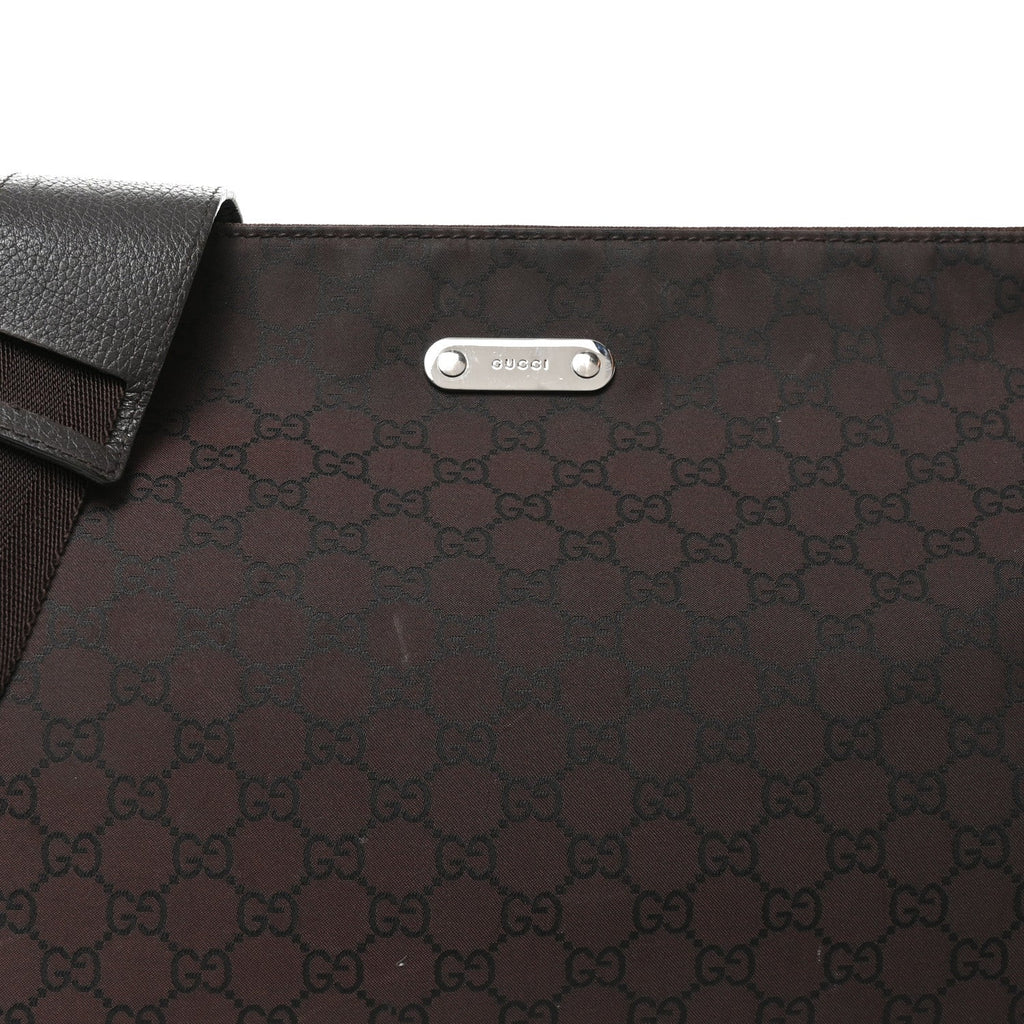 Nylon Monogram Messenger Bag  Dark Brown