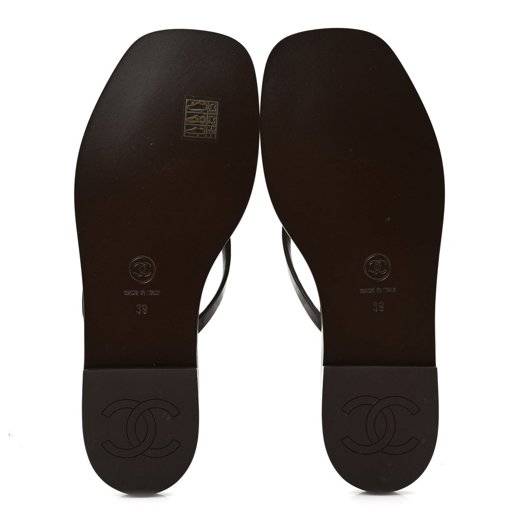 Goatskin CC Times Square Thong Sandals 39 Brown