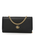 Dollar Calfskin Petite GG Marmont Wallet Chain Bag Black