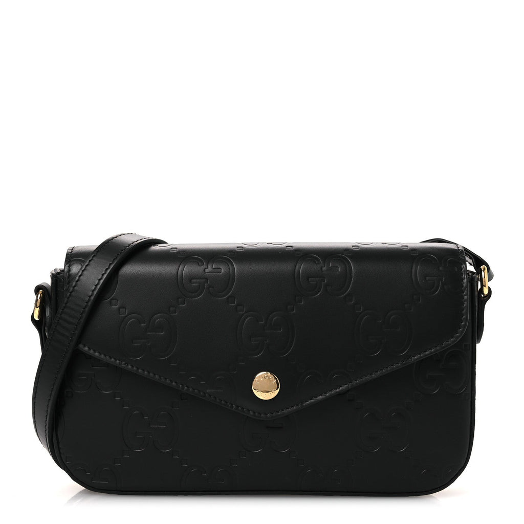 Gilbert Calfskin GG Super Mini Shoulder Bag Black