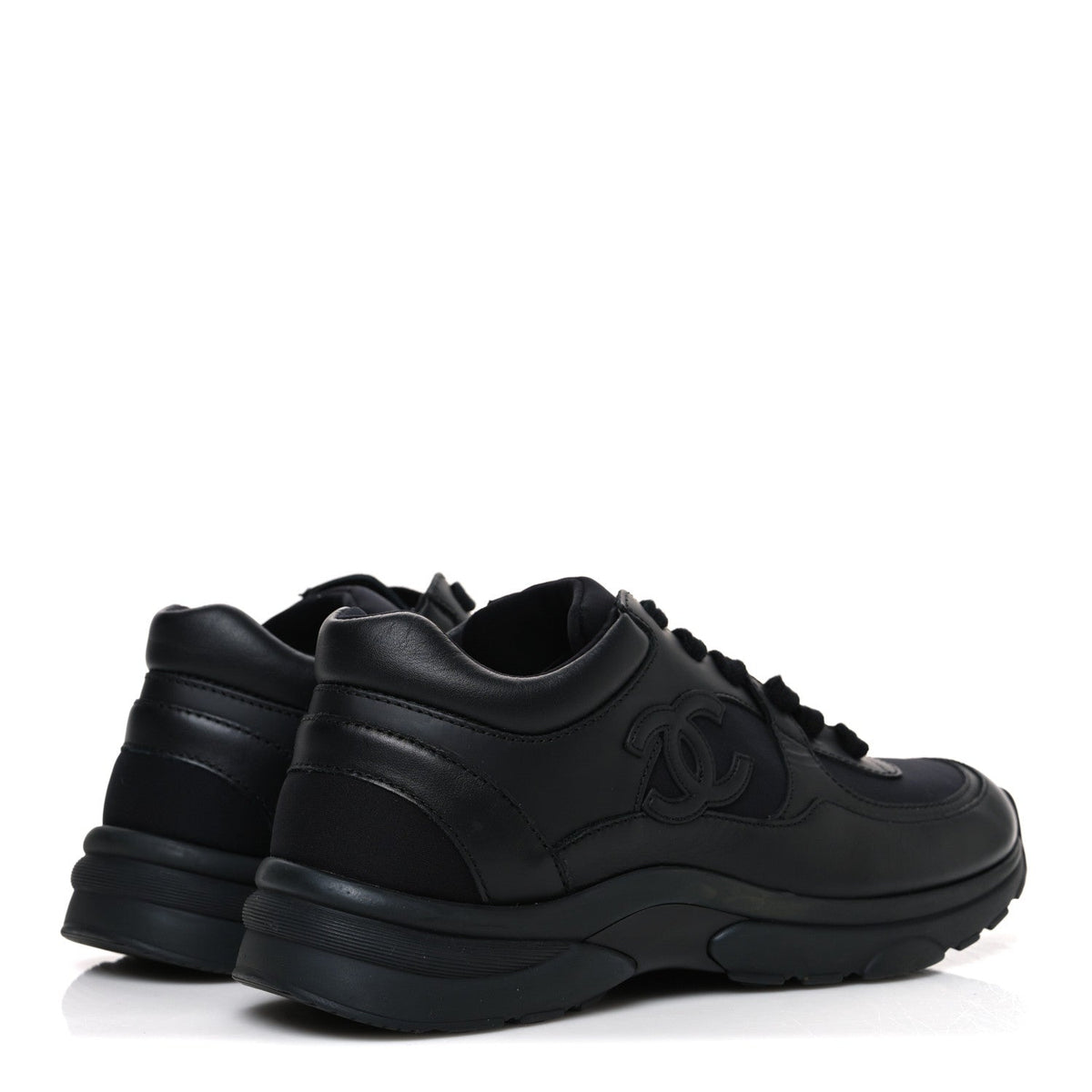 Lambskin Fabric CC Sneakers 36.5 Black