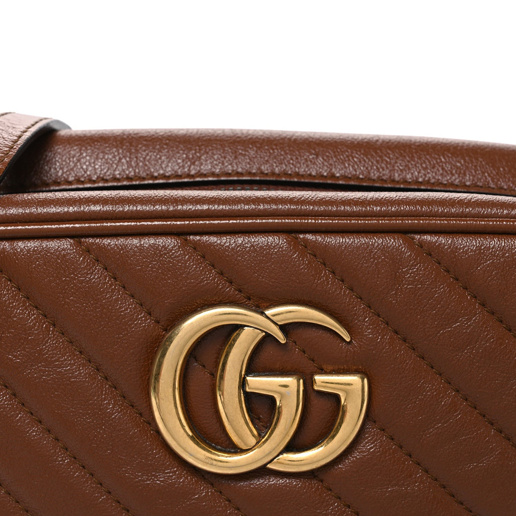 Glazed Calfskin Matelasse Diagonal Small GG Marmont Chain Shoulder Bag Cuir