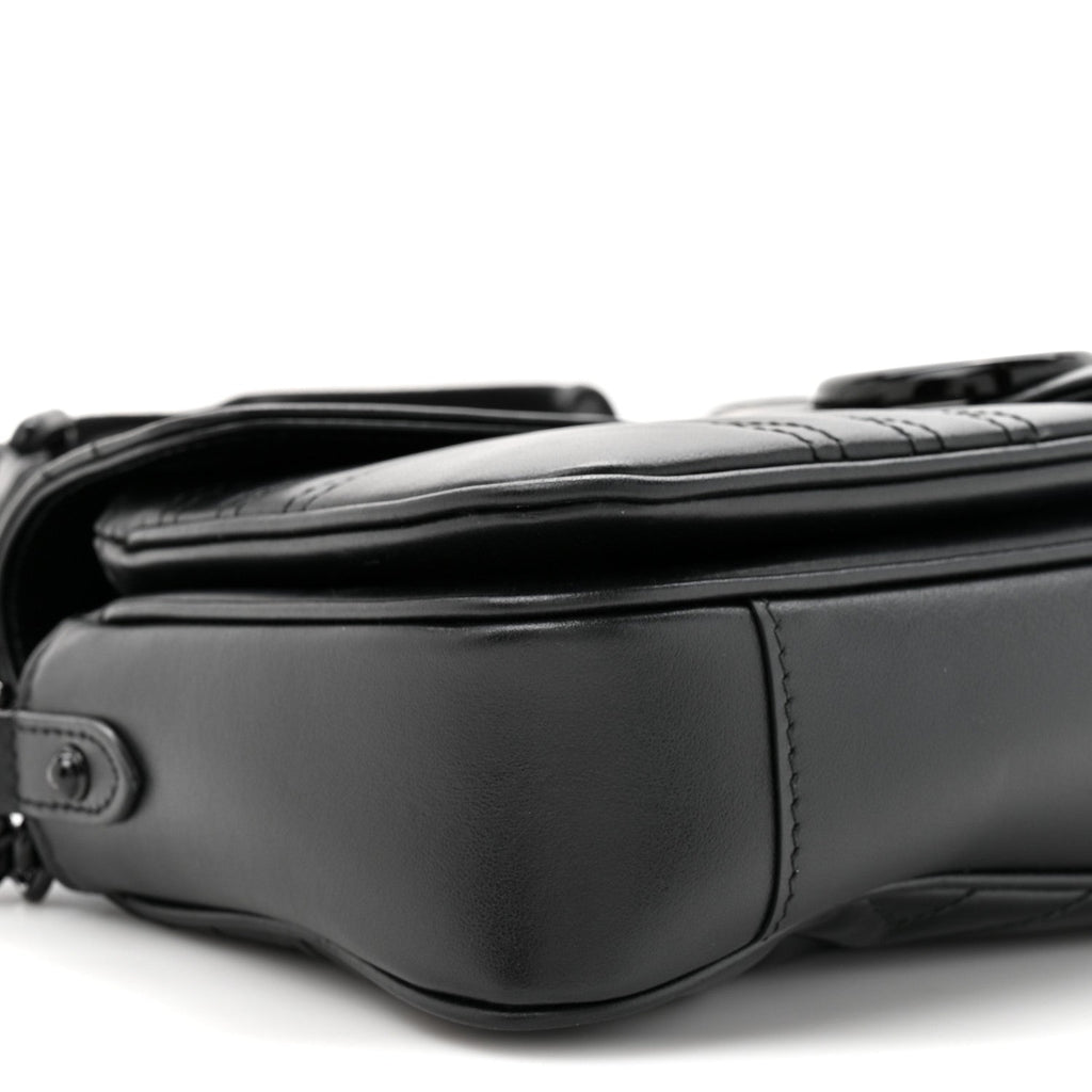 Calfskin Matelasse Monochrome GG Marmont Crossbody Shoulder Bag Black