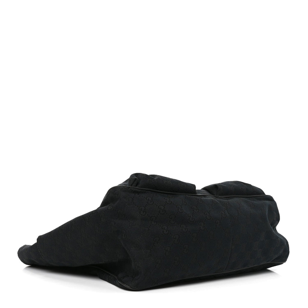 GG Monogram Medium Web Handle Double Pocket Tote Black