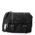 Nylon Monogram Double Buckle Flap Messenger Bag Black