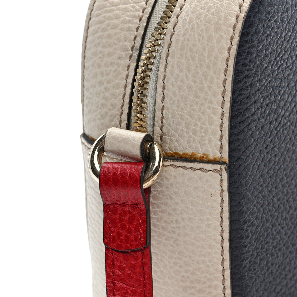 Dollar Calfskin Small Soho Disco Bag Blue Hibiscus Red Mystic White