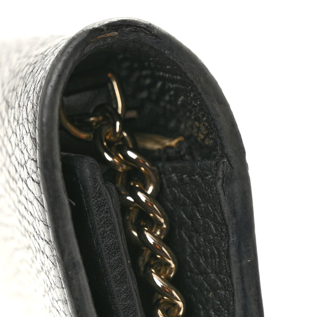 Dollar Calfskin Interlocking G Chain Wallet Black