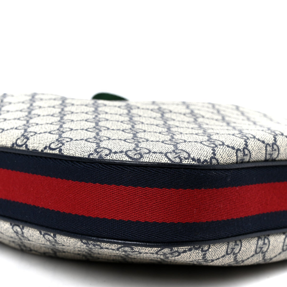 GG Supreme Monogram Textured Calfskin Web Large Attache Shoulder Bag Beige Blue