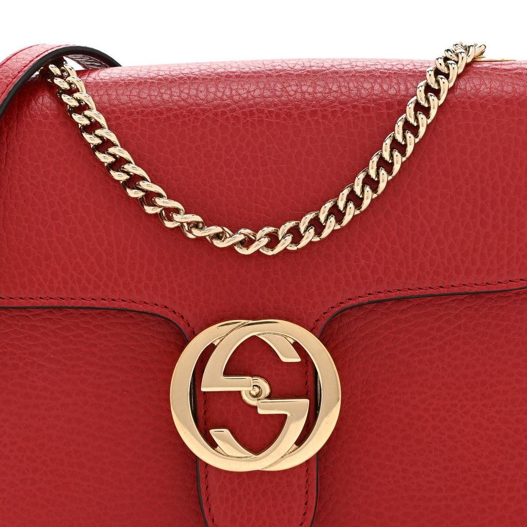 Dollar Calfskin Small Interlocking G Shoulder Bag Red