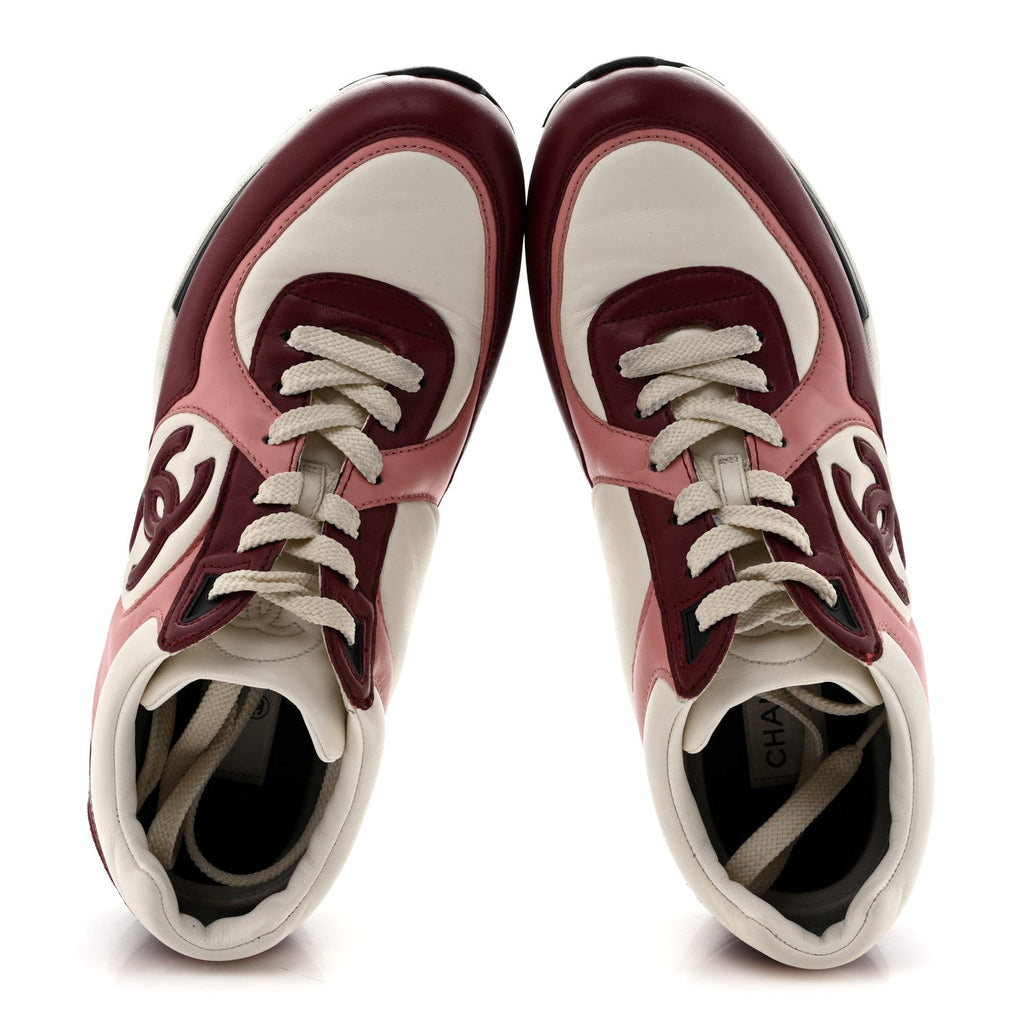 Calfskin CC Sneakers 40 Light Burgundy White Pink