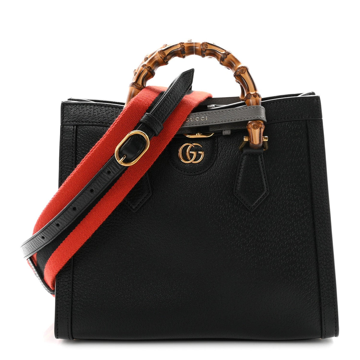 Textured Dollar Calfskin Web Small Diana Tote Bag Black Dusty Grey